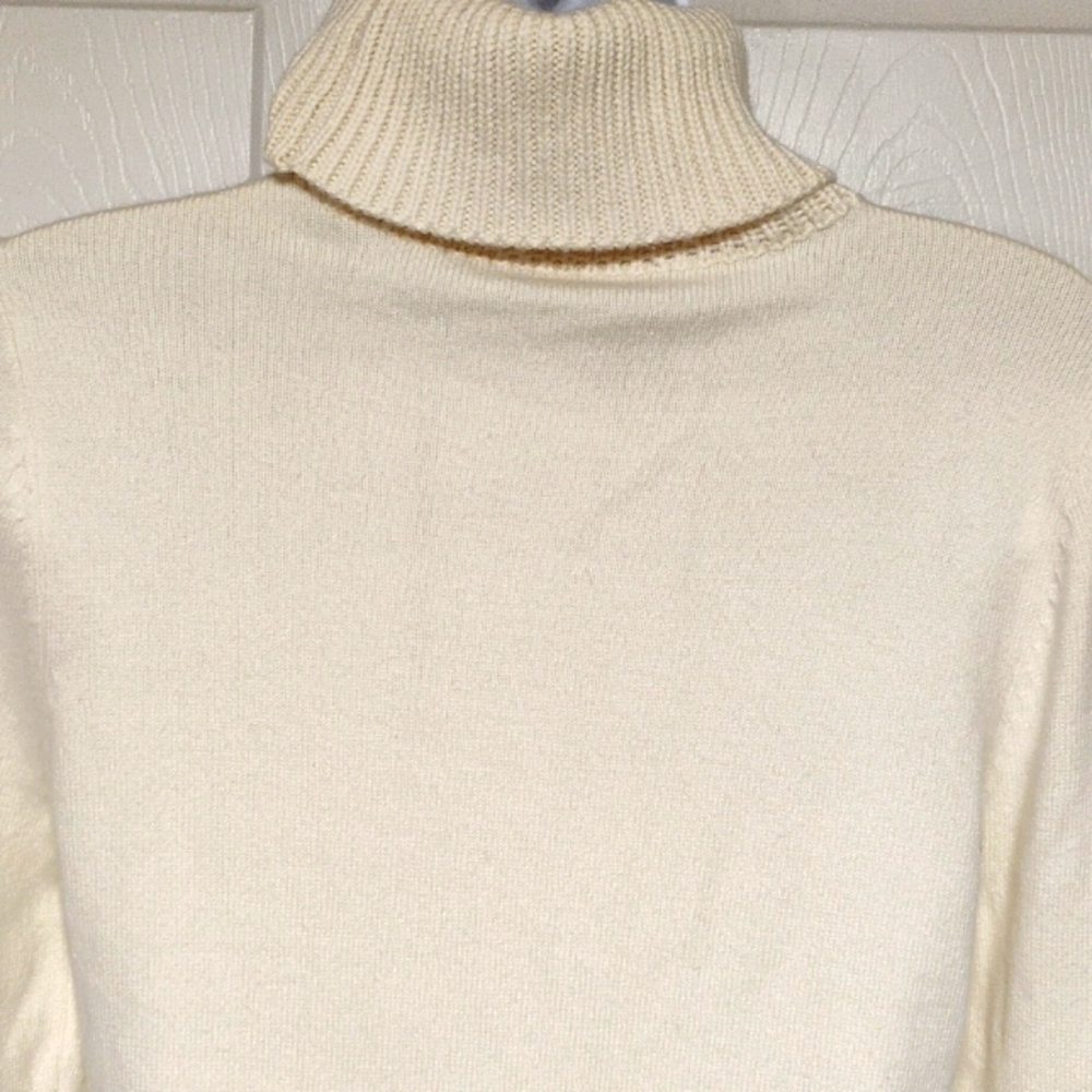 INC International Concepts Cream Big Turtle Neck Silk Sweater - Picture 11 of 14